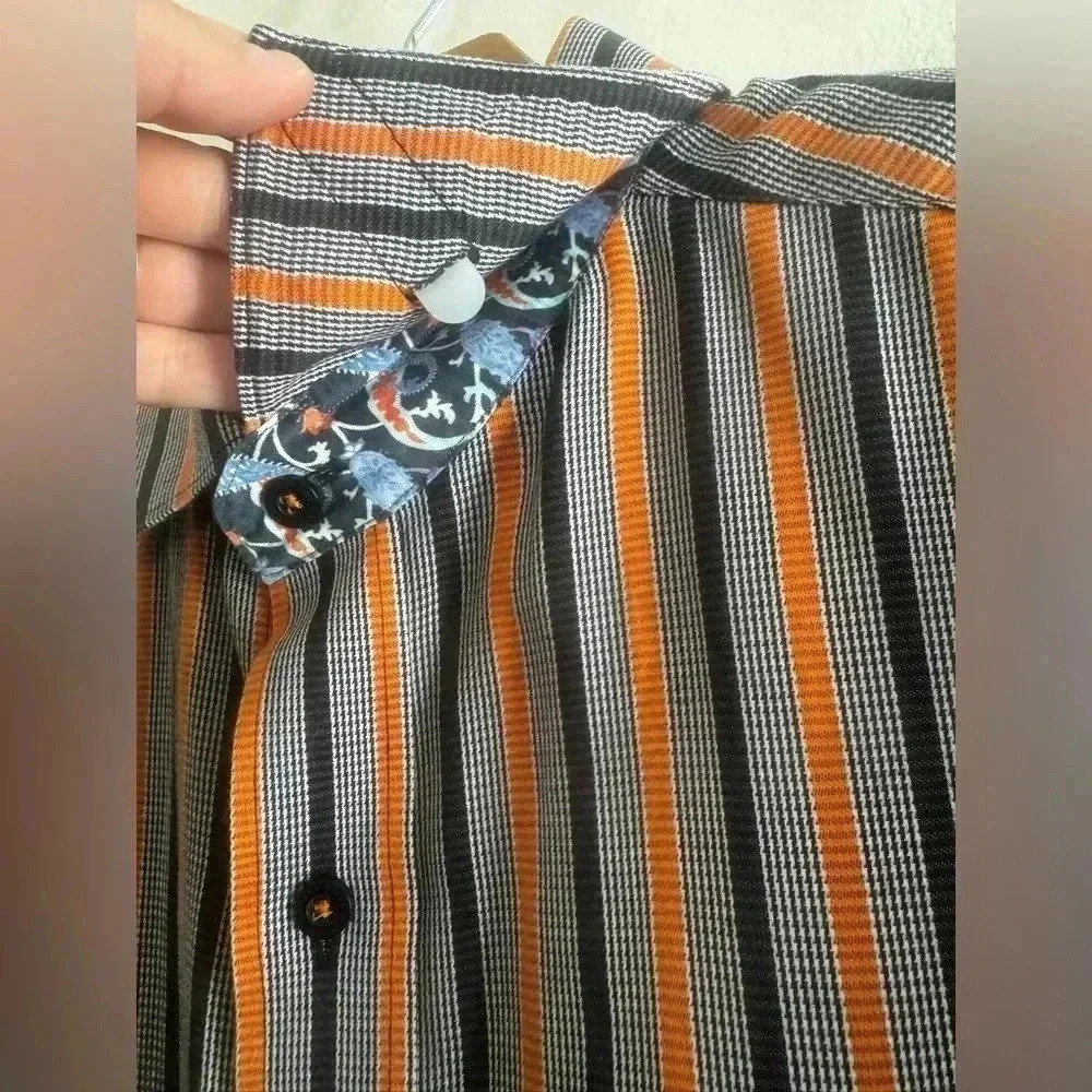 Robert Graham Button Down Dress Shirt Men's Long Sleeve Stripe Size M - Picture 10 of 16